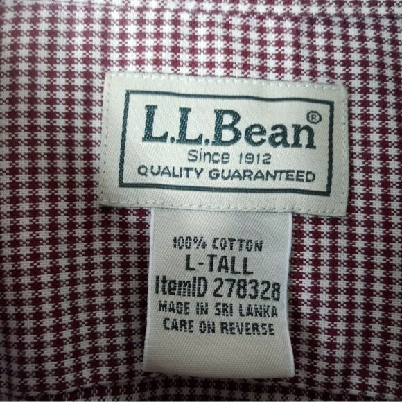 LL Bean Shirt Mens LT Red Micro Check Wrinkle Resistant Button Down Preppy - Picture 4 of 6